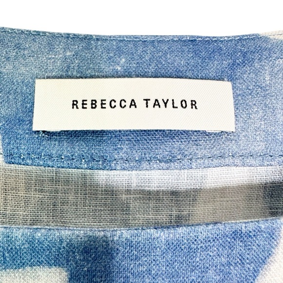 Rebecca Taylor Linen Paper Fleur Whisper Midi Dress Blue Size XS - Picture 12 of 14